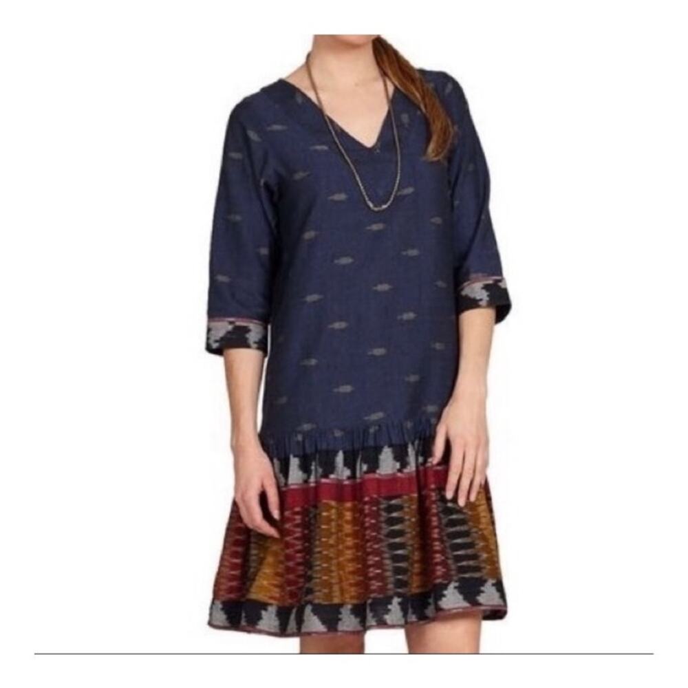 Pink Chicken New York Blue Espy Boho Aztec Pattern Dress - Picture 1 of 4